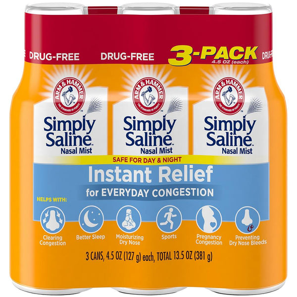 Arm & Hammer Simply Saline Nasal Relief - 4.50 Ounce - 3 Pack