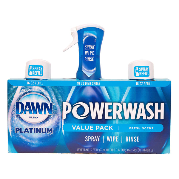 Dawn Platinum Powerwash, Fresh Scent, 1 Starter Kit + 2 Refills