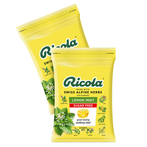 Ricola Sugar Free Lemon Mint Cough Drops, 105 Drops